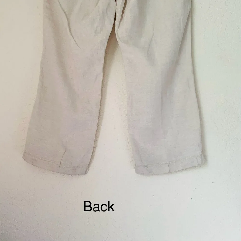 Old Navy Loose 100%‎ Linen Pants Mens 38x30 Beige Straight Flat Front Beach Y2K